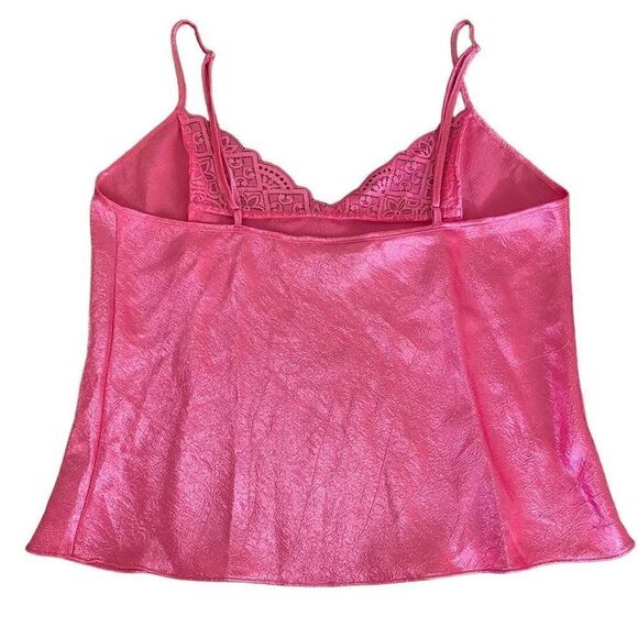 Vintage Victoria’s Secret Cami Crinkle Satin Pink Tank Top Gold Label Adjustable - Picture 2 of 11